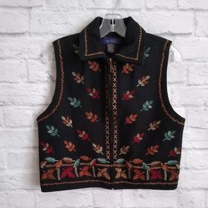 Vintage Wool Embroidered Boho Vest